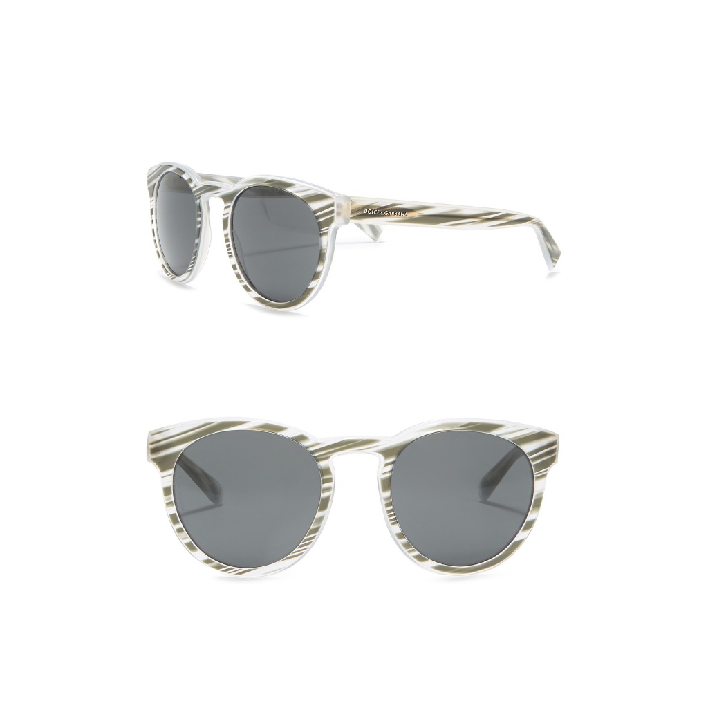 Nwt Dolce & Gabbana Black Stripe Round Sunglasses